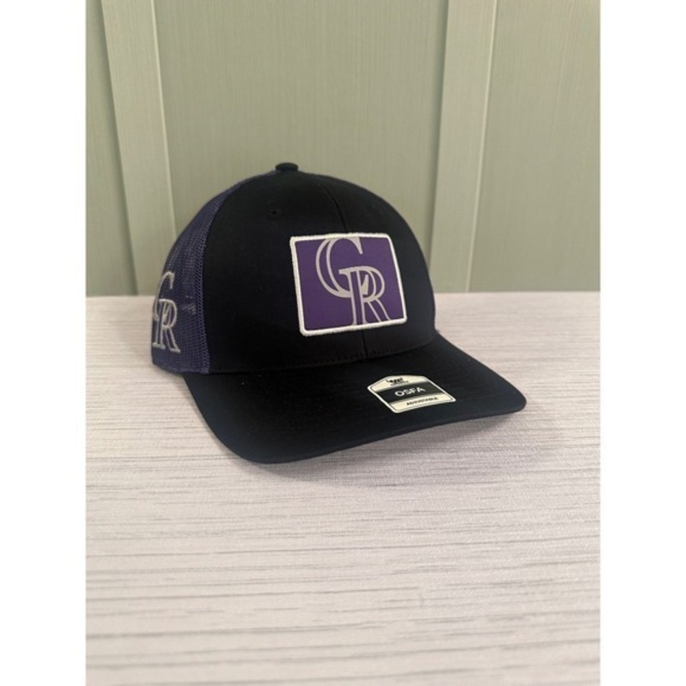 Colorado Rockies Fan Favorite MLB Trucker Hat Snapback Black Purple Mesh OSFA